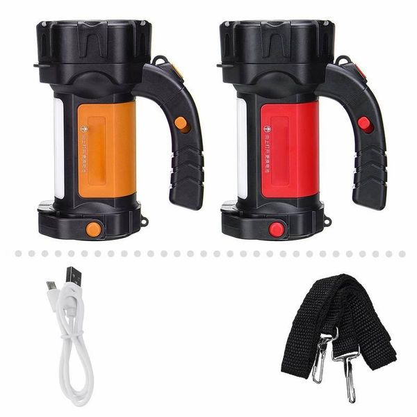 

1pcs led work light torch spotlight hand lamp usb charging camping hiking hunting lantern searchlight support drop portable lanterns