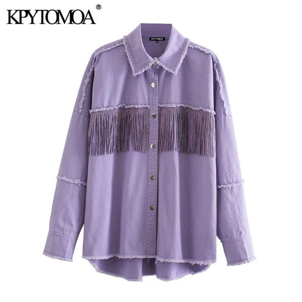 

fashion with studs fringe loose denim jacket coat women vintage long sleeve frayed female outerwear chic 210416, Black;brown