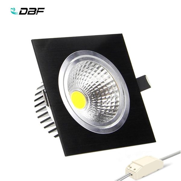 

downlights [dbf]brightness recessed led downlight square 7w 9w 12w 15w black dimmable cob spot light decoration ceiling lamp wall