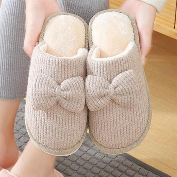 

slippers soft cotton femme slip on home women large size casual plus velvet warm solid color comfortable shoes 20, Black