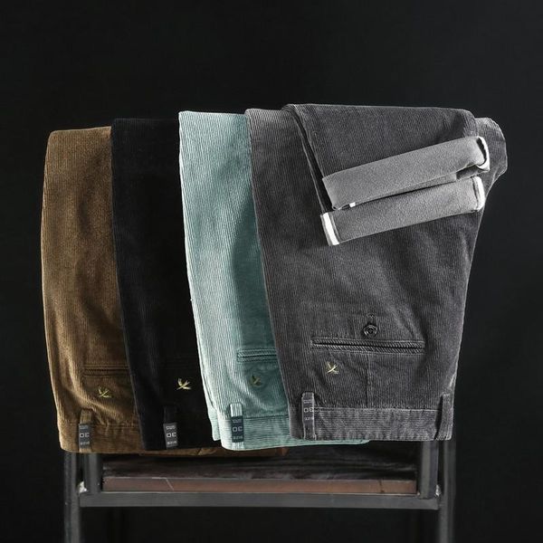 

men's jeans 2021 sulee autumn winter corduroy pants men fashion elastic blue brown straight trousers for classic big size 35 38 40 42