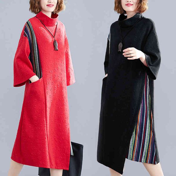 

2021 spring and autumn dress Korean style fashion loose knitting temperament plus room size female, Black;gray