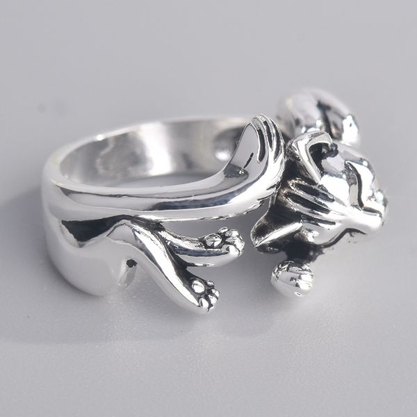 

fashion retro exquisite thai kitten totem opening adjustable ring jewelry engagement wedding gift rings for women, Slivery;golden