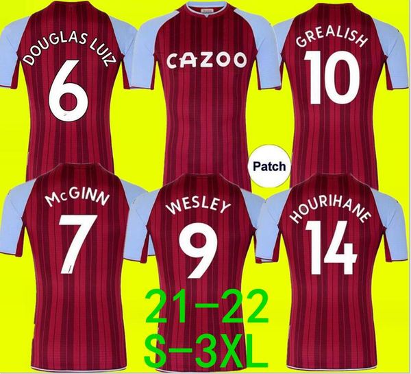

thailand quality 21 22 aston soccer jersey grealish m.trezeguet wesley el ghazi hourihane douglas mcginn barkley villa 2021 2022 home footba, Black;yellow