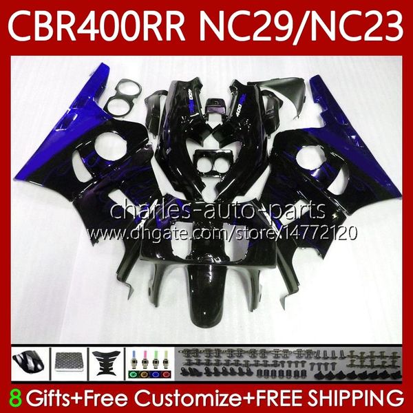 Carrozzeria per carene HONDA CBR400RR NC29 88-99 66No.12 NC23 nero CBR 400RR 400 RR C CC 1988 1989 1990 1991 1992 1993 400CC CBR400 RR 94 95 96 97 98 99 OEM Bodys fiamme blu