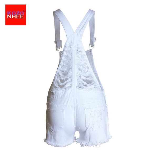

women's jeans summer white hole high waist denim overall shorts women loose ripped for slim short, Blue