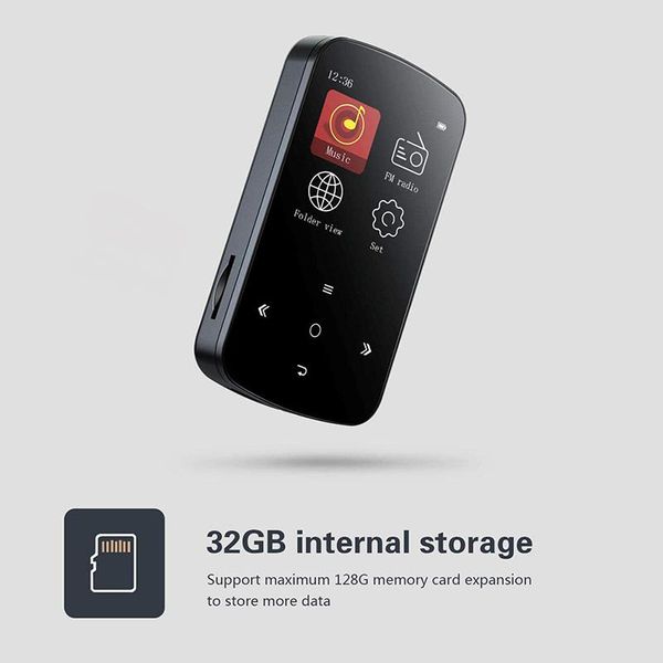 

clip mp3 player with bluetooth touch screen portable pedometer fm radio voice recorder mini sports for running & mp4 players