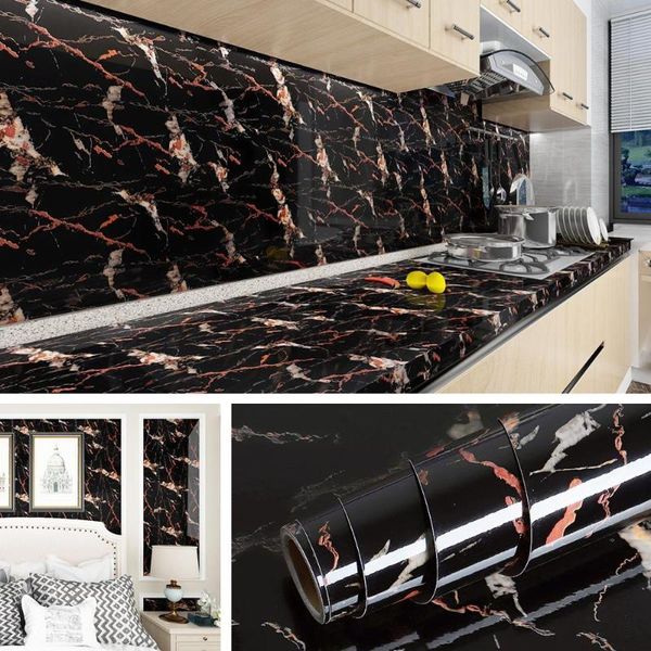 

wall stickers marble film self adhesive wallpaper for bathroom kitchen cupboard counter contact paper waterproof office desk decor