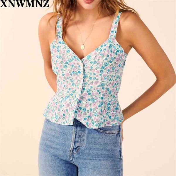 

women blue floral print cami women v neck sleeveless holiday summer s crop 210520, White