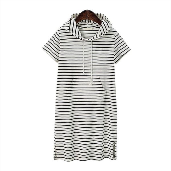

maternity dresses cotton summer clothes hooded women dress ladies striped casual short sleeve sweatshirt tracksuit plays, White
