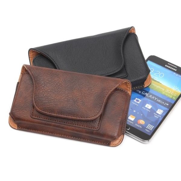 

cell phone pouches men 4.5~6.9inch wallet pu leather waist bag fanny pack holder case mobile cover for samsung huawei