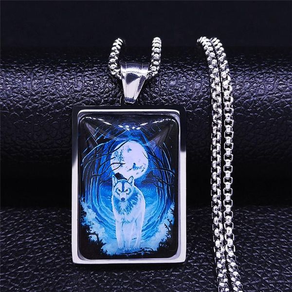 

witchcraft tarot wolf stainless steel class statement necklace women/men silver color animal jewelry colgante n5186s03 pendant necklaces
