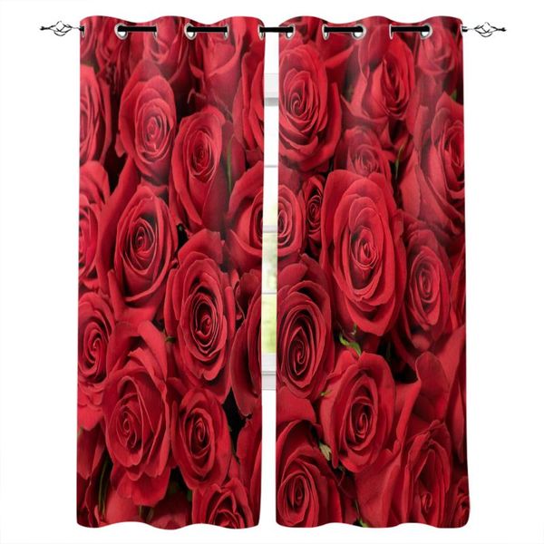 

curtain & drapes red rose flower bouquet plant printed window curtains living room bedroom children modern home decor