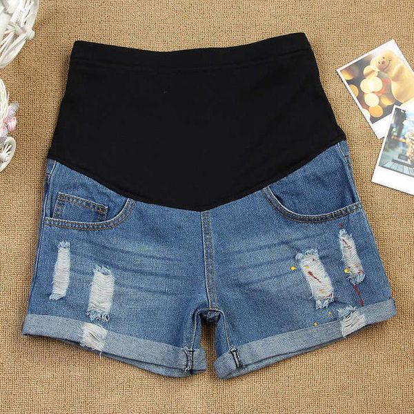 

maternity denim shorts fashion jeans short paint pants clothes for pregnant women summer style bottoms, White