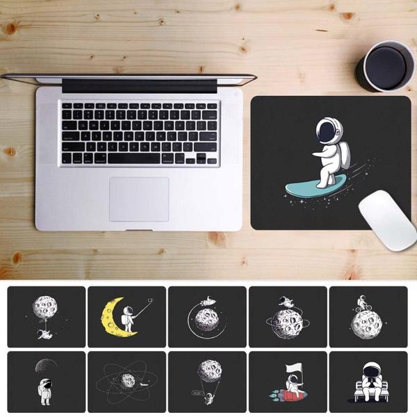 

mouse pads & wrist rests pu leather computer mouse-pad anti-slip waterproof durable astronaut pattern lapgaming pad