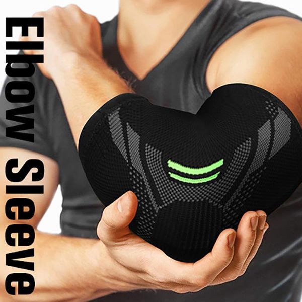 

compression elbow support pads elastic brace for men women basketball volleyball fitness protector arm sleeves & knee, Black;gray