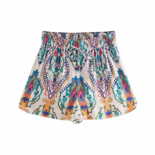

women's shorts 2021 women fashion printed summer elastic high-waisted loose casual short pants woman elegant chic lady femme, White;black
