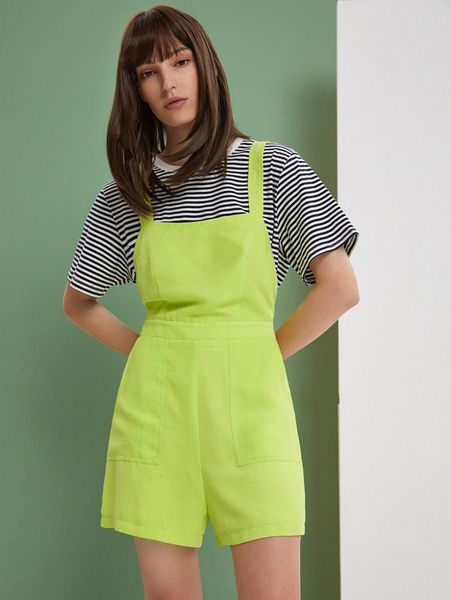 

slant pocket zip back overalls q3zt#, White