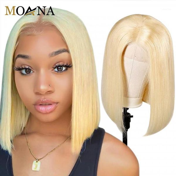 

blonde short bob wig straight human hair wigs for women hd transparent lace part pre plucked 150% natural brazilian1, Black;brown