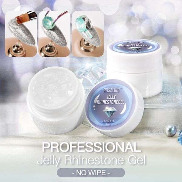 

nail gel t4mb jelly rhinestone 5ml no wipe glue coat strong adhesive for rhine nails crystal decoration, Red;pink