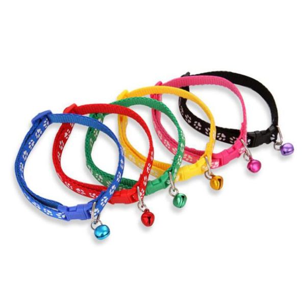 

dog collars & leashes pet cat collar cute print bell adjustable nylon ribbon for cats small dogs puppy neck strap 1.0cm 19-32cm