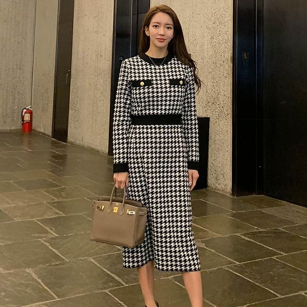 

fashion autumn dress women o-neck long sleeve mid dresses female casual, Black;gray