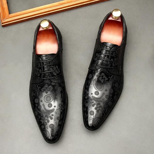 

large size eur45 black derby business shoes genuine leather wedding mens dress