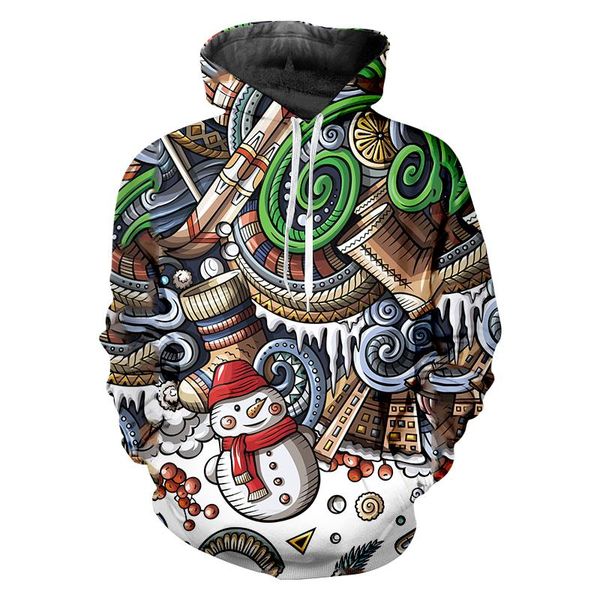 

men's hoodies & sweatshirts hoody 3d print christmas cute snowman men anime hooded funny hip hop women fashion pullover holiday snowfla, Black