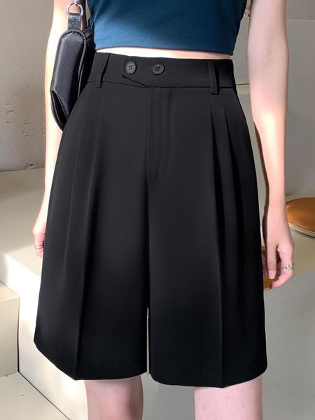 

women's shorts suit female summer thin big yards wide fat mm tall waist show straight wide-legged pants outside a word, White;black