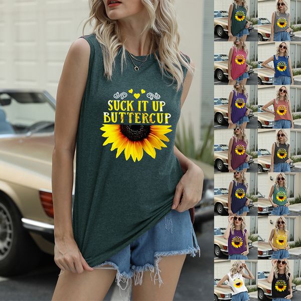 

summer t shirt women's casual suower stamping sleeveless vest, White