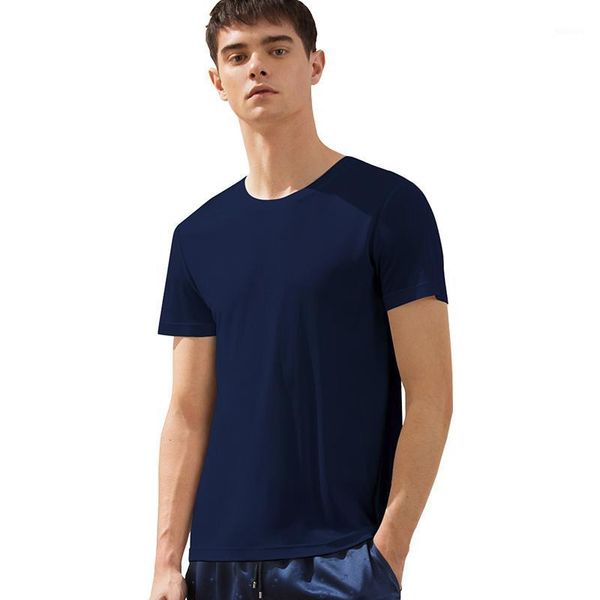 

men's sweaters t-shirts 100% real silk tee shirt loose short-sleeve crewneck basic summer, White;black