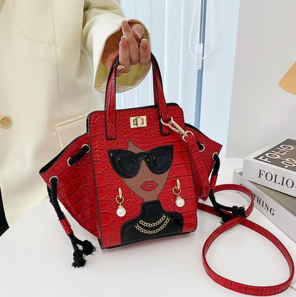 

Personality women leathers shoulder bags cartoon fashion handbag retro crocodile womens messenger bag street trend embossed leather handbags wholesale, Pink