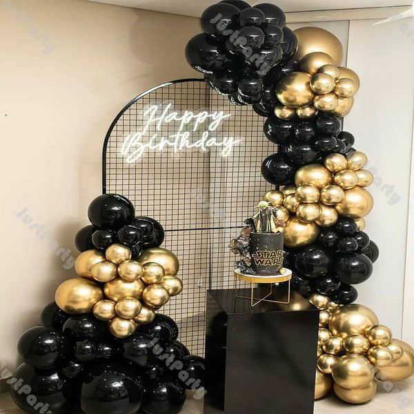 

122pcs matte black chrome gold balloons garland arch kit wedding decoration bridal shower anniversary engagement party plies
