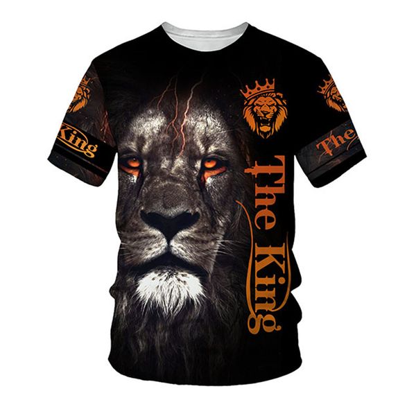 

cool lion 3d digital print round neck men's street trend loose sweatshirt in summer25ie, White;black