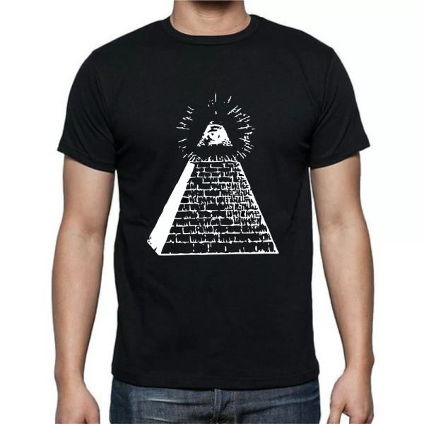 

illuminati eye pyramid inspiration funny t shirt tee, White;black