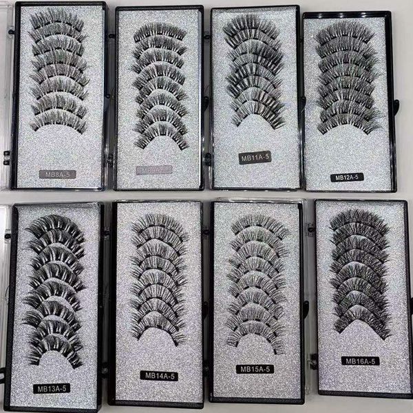 

wholesale magnetic eyelashes 5 magnets reusable handmade-3d mink false eyelashe natural with magnetic-tweezers set make up tools