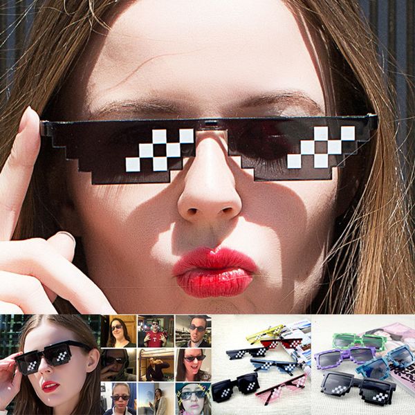 

masek sunglasses two-dimensional force glasses code rectangular pixel, White;black