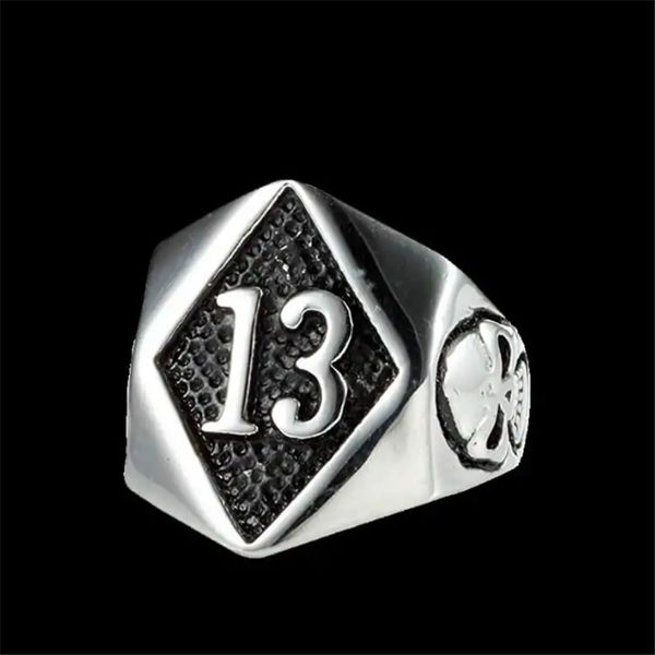 

1pc worldwide shipping lucky luc ring 316l stainless steel band party fashion jewelry number 13 ring, Silver