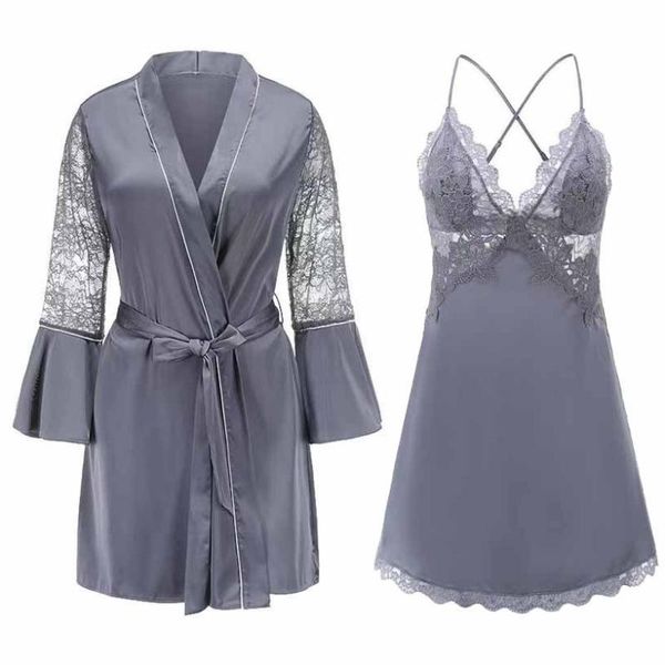 

women's sleepwear lace robe suit hollow out perspective kimono bathrobe gown bride bridesmaid wedding lingerie chemise nightgown, Black;red