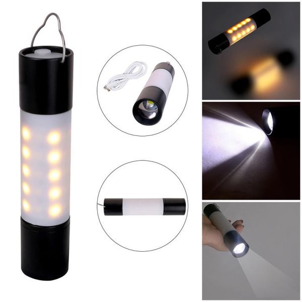

downlights portable usb rechargeable led zoomable aluminum alloy + abs hanging torch household outdoor tent lamp