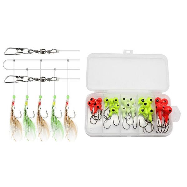 

set fishing hook stainless steel rigs swivel lure pesca bait with 25 pcs boxed color lead hooks