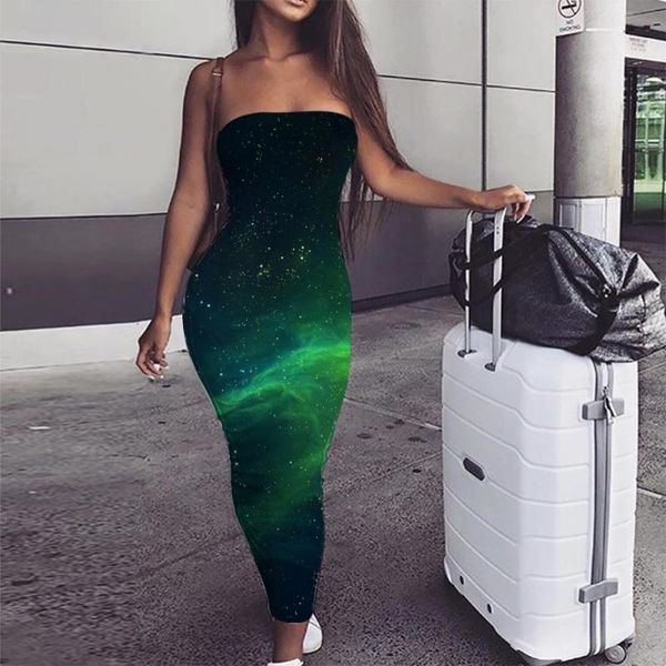 

casual dresses kyku galaxy dress women space vestido universe 3d print nebula sundress green party womens clothing elegant ladies, Black;gray