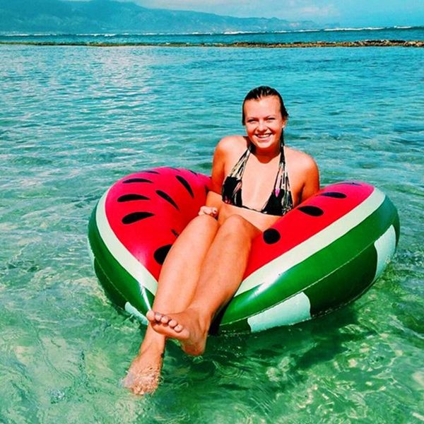 

life vest & buoy 2021 120cm watermelon pool float inflatable circle swimming ring for kids floating seat summer beach party toys