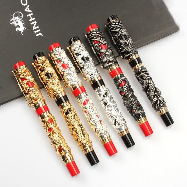 

jinhao relief dragon fountain pen silver golden gun gray color classic office metal school student gifts stationery pens