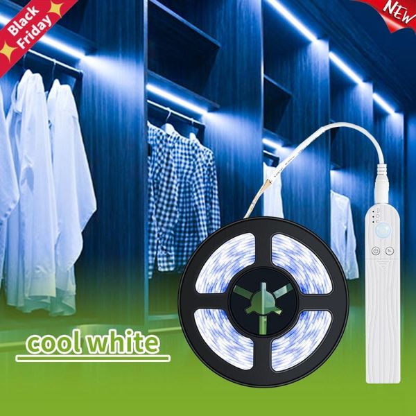 

smart turn on off pir motion sensor led strip battery light flexiable adhesive lamp tape for closet stairs kitchen cabinet strips