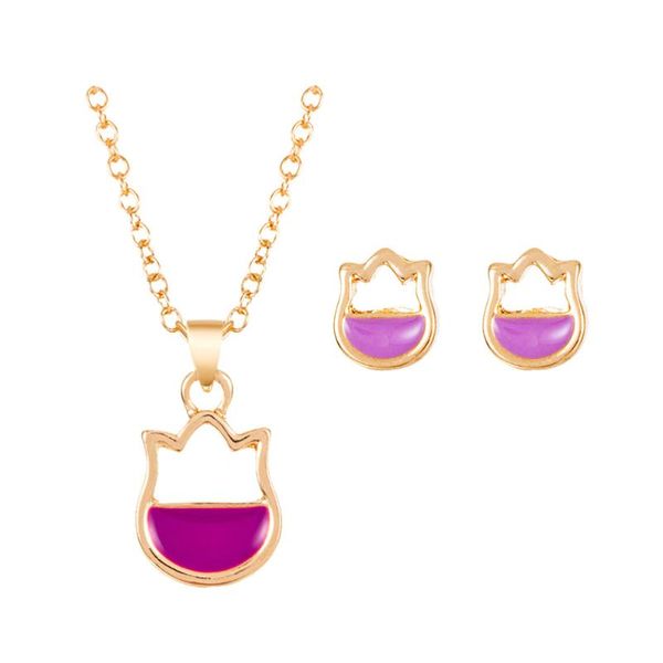 

earrings & necklace 3pcs beautiful flower shaped environmental alloy earring for lady, Silver