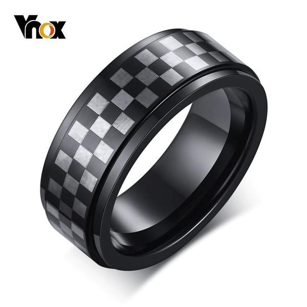 

cluster rings vnox 8mm tungsten for men unique checkerboard grid texture wedding band casual male anel, Golden;silver