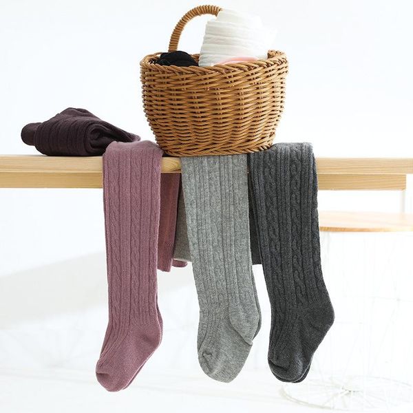 

girl pattern boneless spring and autumn knitted cotton children's pantyhose baby leggings bottoming stockings tights socks, Pink;yellow
