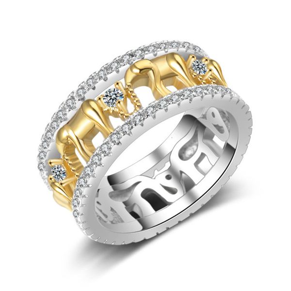 

jewelry two color water diamond elephant ring, Silver