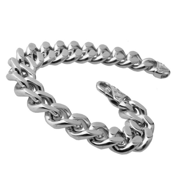 

link, chain customer size 7"-11" long 12mm/15mm womens mens bracelet stainless steel jewelry black gold silver color curb cuban li